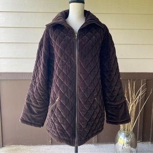 Marisa Christina Jacket Medium Brown Quilted Dramatic Sleeve Winter Coat Vintage